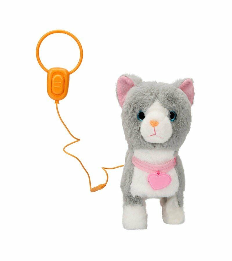 Peluş Sevimli Kedi Gigi Hareketli Sesli Gri Renk