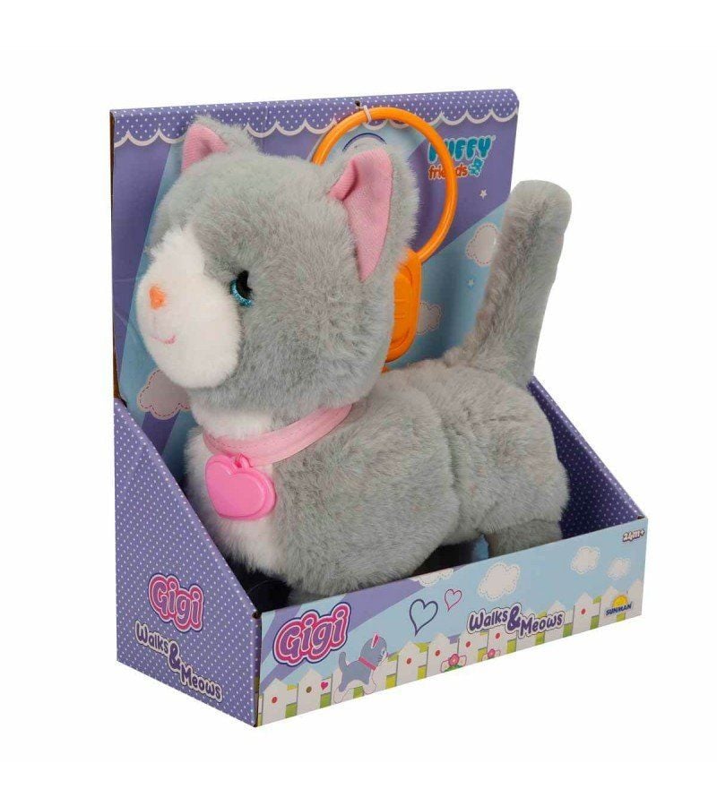 Peluş Sevimli Kedi Gigi Hareketli Sesli Gri Renk