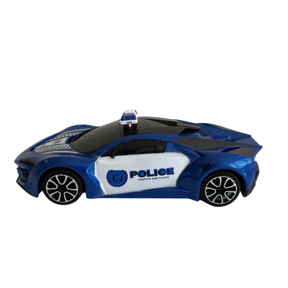 Pille Çalışan Sesli ve Işıklı Mavi Renk Polis Arabası - Mavi Su Dünyası
