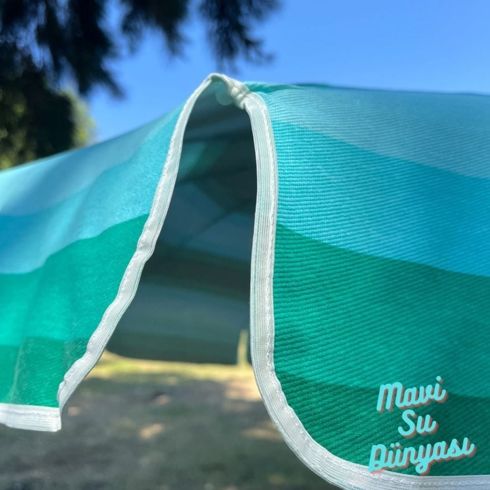 Yeşil Renk Plaj, Deniz, Balkon Şemsiyesi (Pamuk Kumaşlı) 2 Metre 10 Telli Bidonsuz Şemsiye