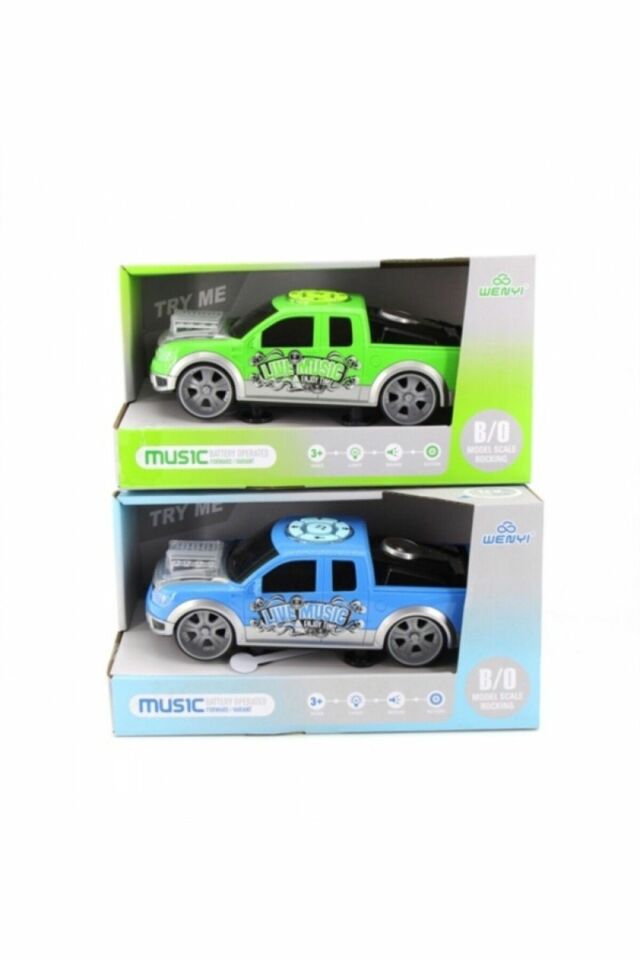 Dans Eden Işıklı Pille Çalışan Pickup Araba - Mavi Su Dünyası Yeşil