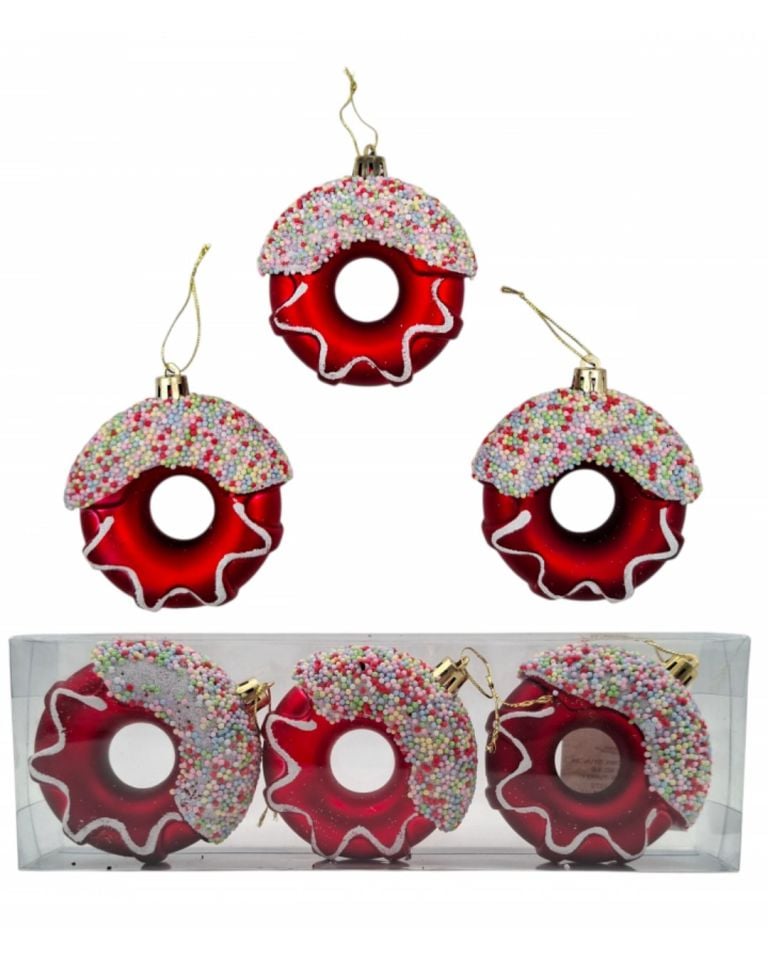 Yılbaşı Süsü 3' lü 8 Cm Donut Süs Yılbaşı Süsü 3' lü 8 Cm Donut Süs