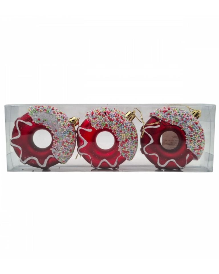 Yılbaşı Süsü 3' lü 8 Cm Donut Süs Yılbaşı Süsü 3' lü 8 Cm Donut Süs