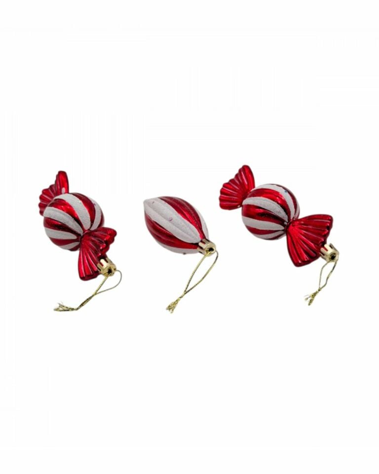 Yılbaşı Süsü 3' lü 12 Cm Şeker Görünümlü Set