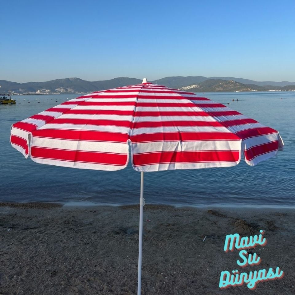 Plaj Deniz Balkon Şemsiyesi | Pamuk Kumaşlı Şemsiye | Eğilebilir | 2 Metre Şemsiye