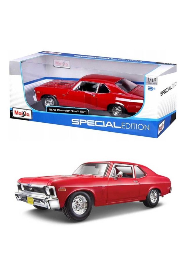 1970 Model Klasik Chevrolet Nova SS Coupe Araba 1:18 - Mavi Su Dünyası
