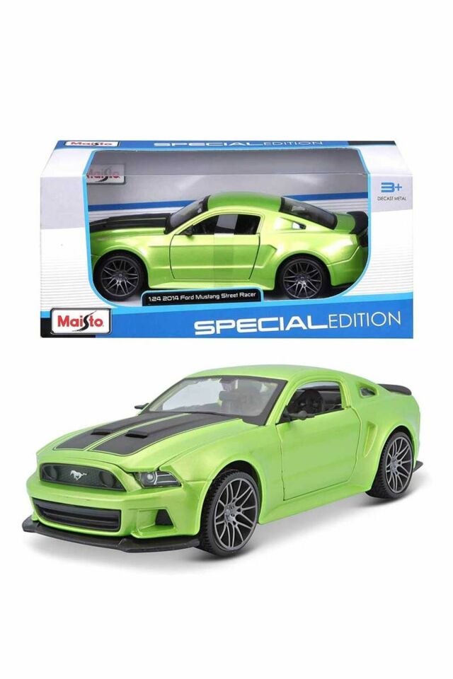 2014 Model Klasik Ford Mustang Street Racer Araba 1:24 - Mavi Su Dünyası