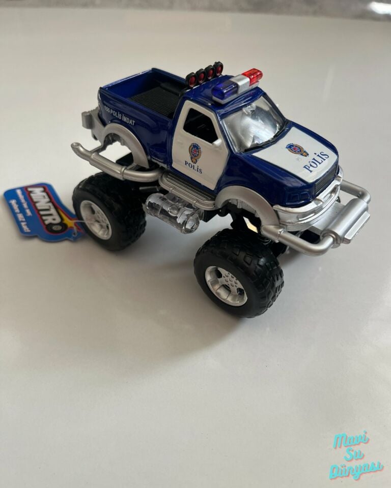 Metal Çek Bırak Sesli Canavar Polis Arabası 13x7x9 Cm Siyah