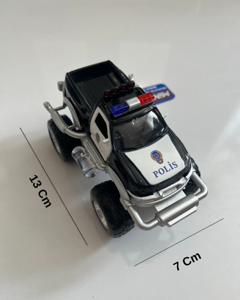Metal Çek Bırak Sesli Canavar Polis Arabası 13x7x9 Cm Metal Çek Bırak Sesli Canavar Polis Arabası 13x7x9 Cm