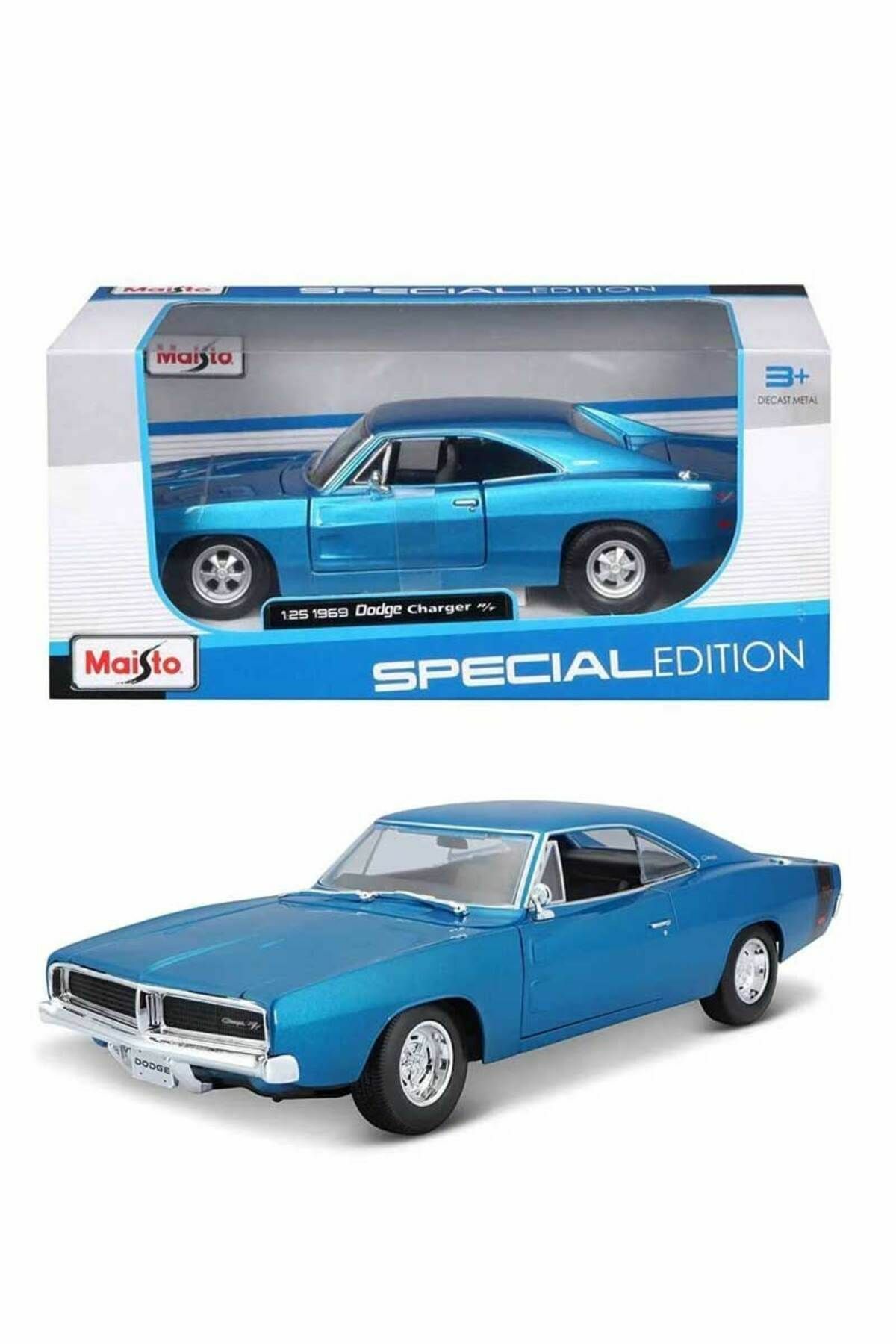 1969 Model Klasik Dodge Charger R/T 1:25 Ölçekli - Mavi Su Dünyası