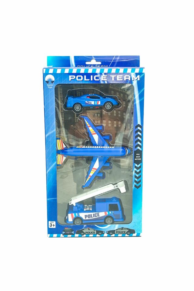 3 Lü Uçaklı Polis Seti - Mavi Su Dünyası
