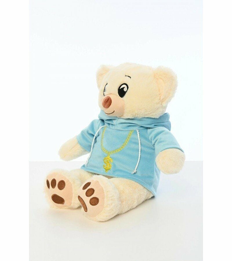 Peluş Swit Tişörtlü 40 Cm Ayıcık - Mavi Su Dünyası Mavi