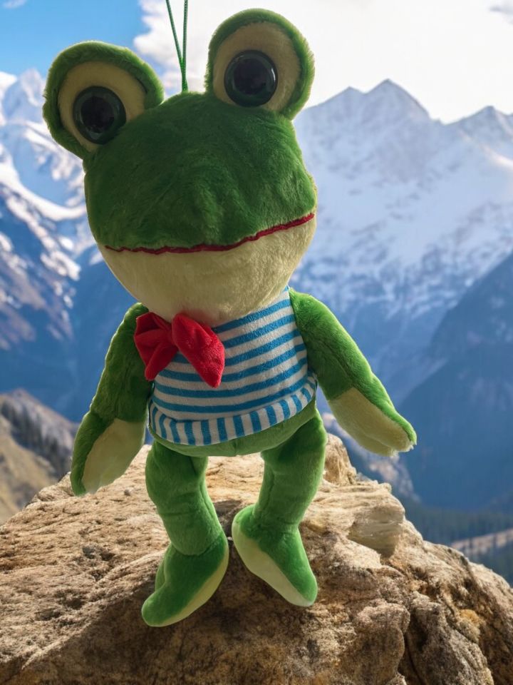 Peluş Papyonlu Kurbağa 40 Cm Mavi
