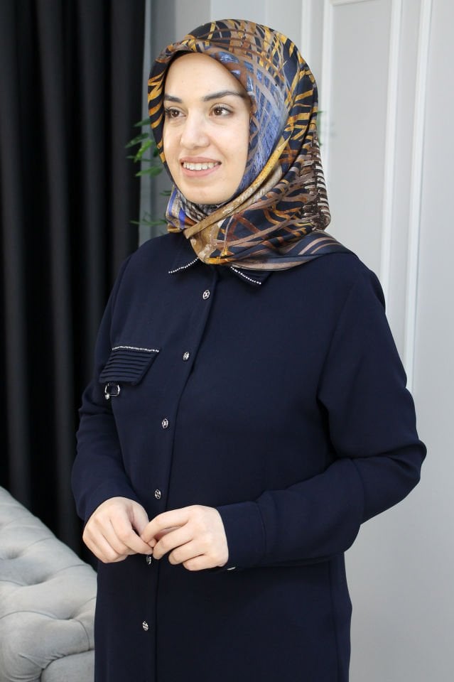 KADO Yakası Taşlı Gömlek Tunik Siyah - 44