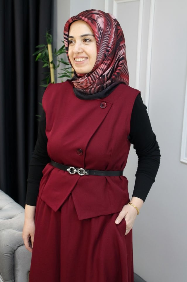 MUSTİ Çapraz Yelek Detaylı Etekli Takım 46 - Lacivert