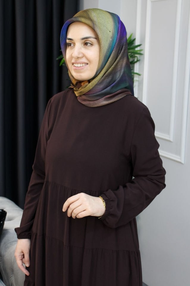 MUSAB Katlı Ferace Elbise MAVİ - 50