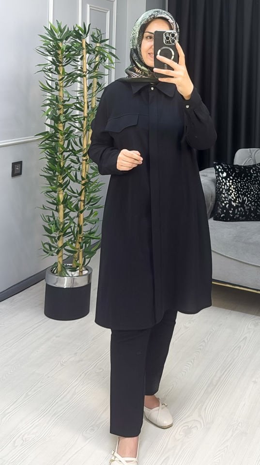 Kemal Aydın Krep Kumaş Tunik SİYAH - 48