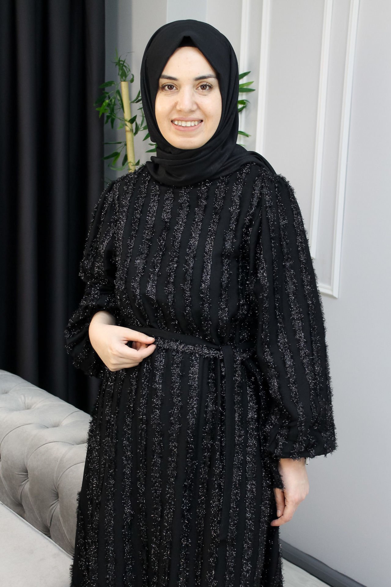 MUSTİ Sim Geçişli Elbise Bordo - 46