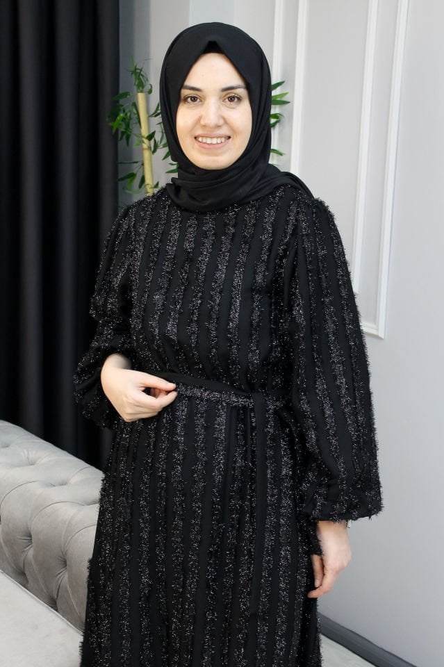 MUSTİ Sim Geçişli Elbise Bordo - 48