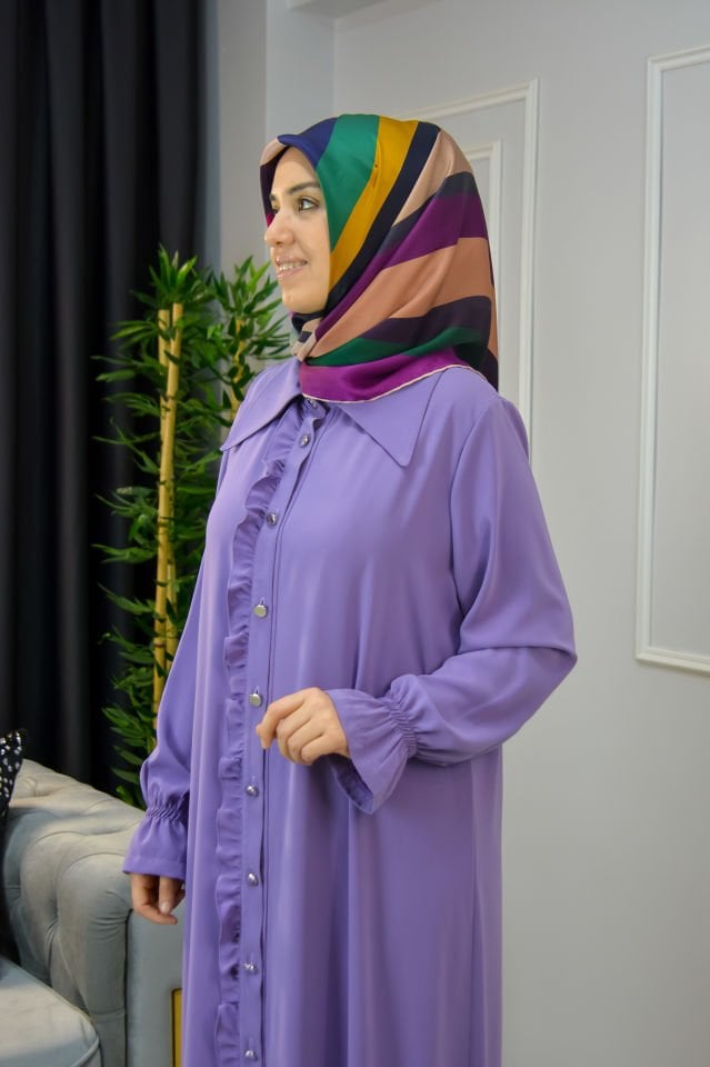 AYŞE AKAY Fırfırlı Elbise Lila - 2