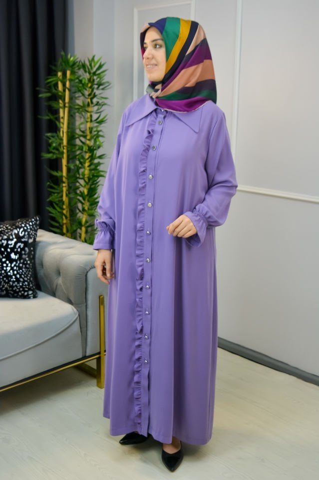 AYŞE AKAY Fırfırlı Elbise Lila - 2