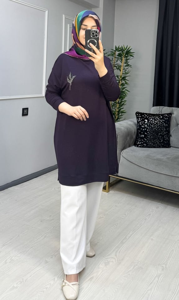 KADO Taşlı Tunik MAVİ - 40