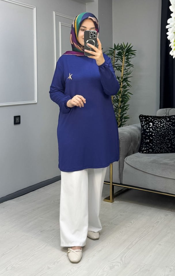KADO Kolları Lastikli Tunik Yağ Yeşili - 42