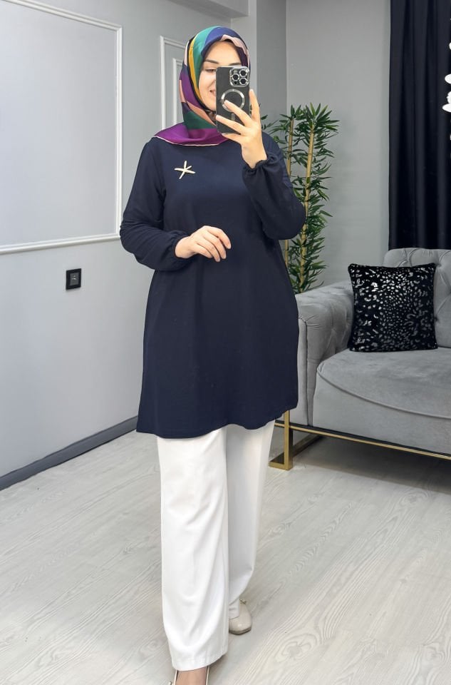 KADO Kolları Lastikli Tunik Yağ Yeşili - 42