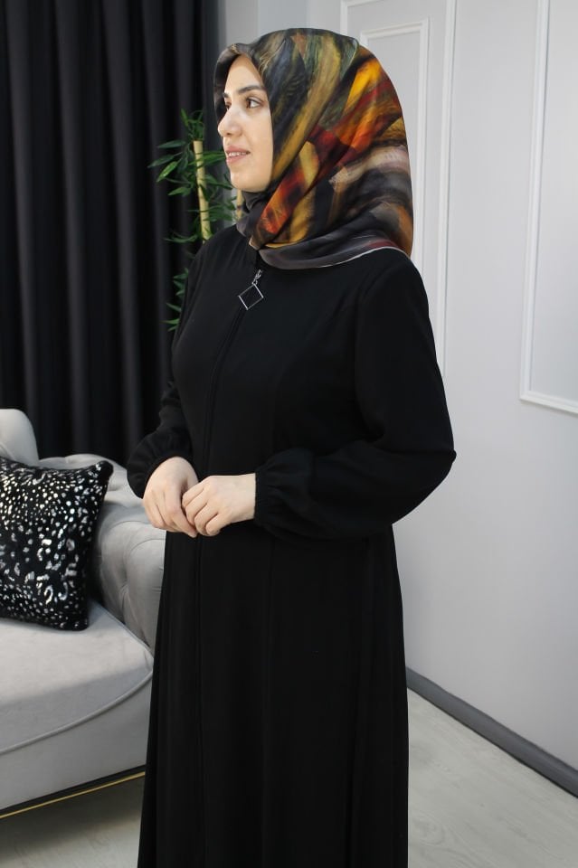 MUSAB Yandan Toka Detaylı Ferace ANTRASİT - 52