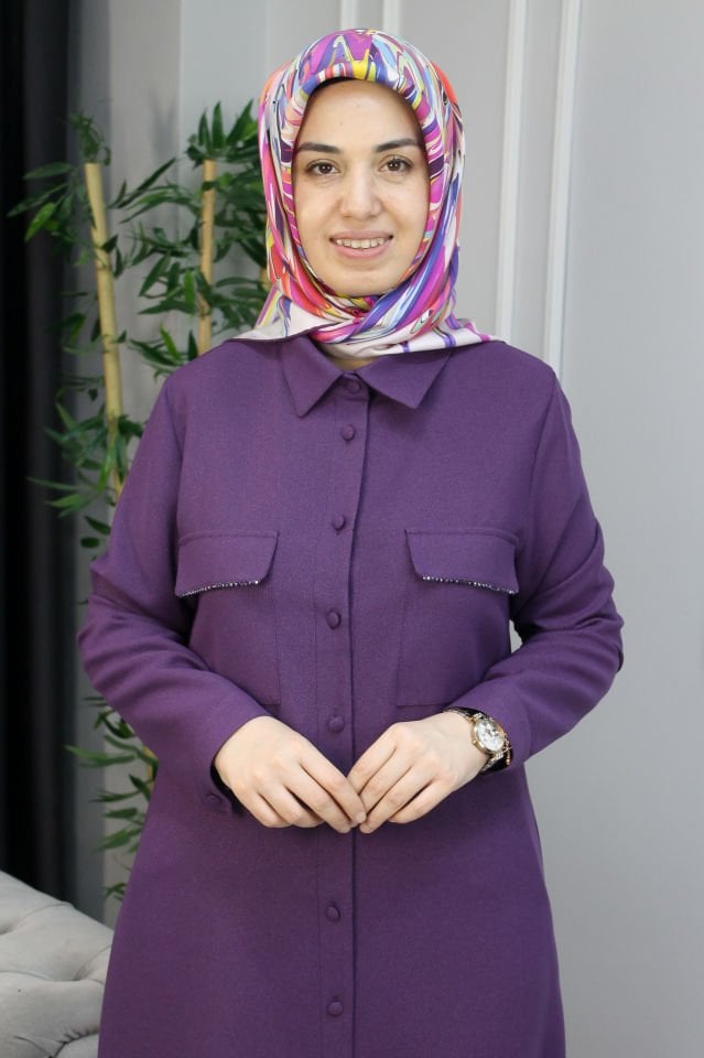 QETEN Tam Boy Cep Detaylı Tunik MOR - 52
