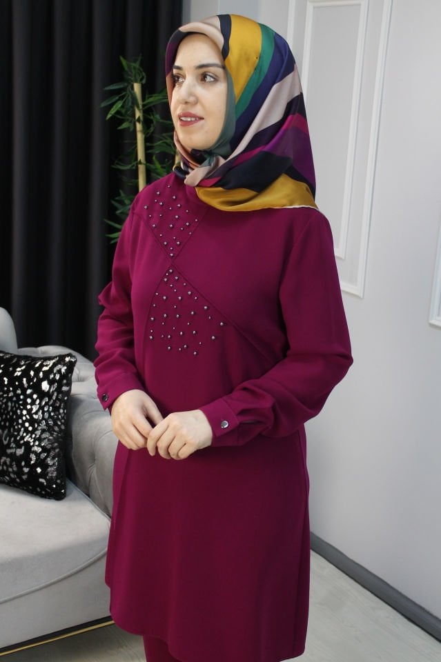 MELİH Boncuk Detaylı İkili Takım MÜRDÜM - 44
