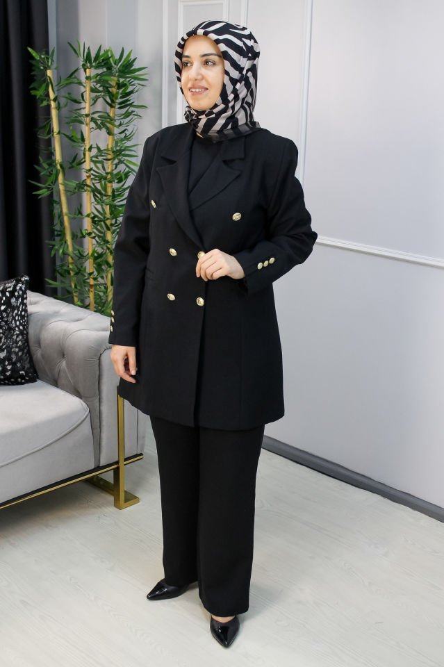 AYŞE AKAY Gold Düğme Detaylı Blazer Ceket KIRMIZI - 2