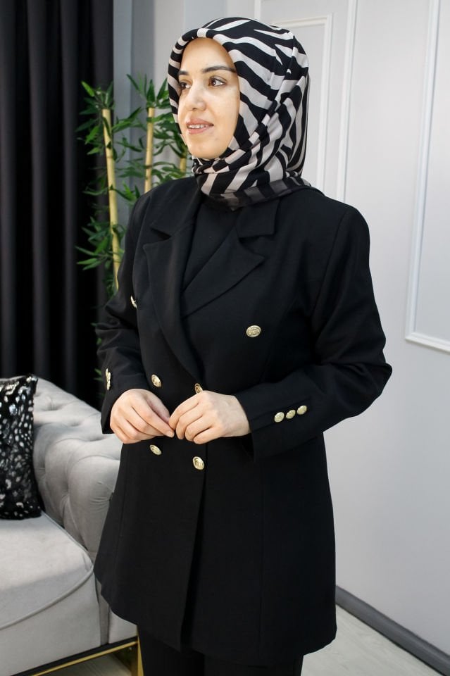 AYŞE AKAY Gold Düğme Detaylı Blazer Ceket KIRMIZI - 2