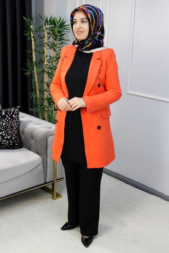 EYLÜL Renkli Ceket SAKS MAVİSİ - 44