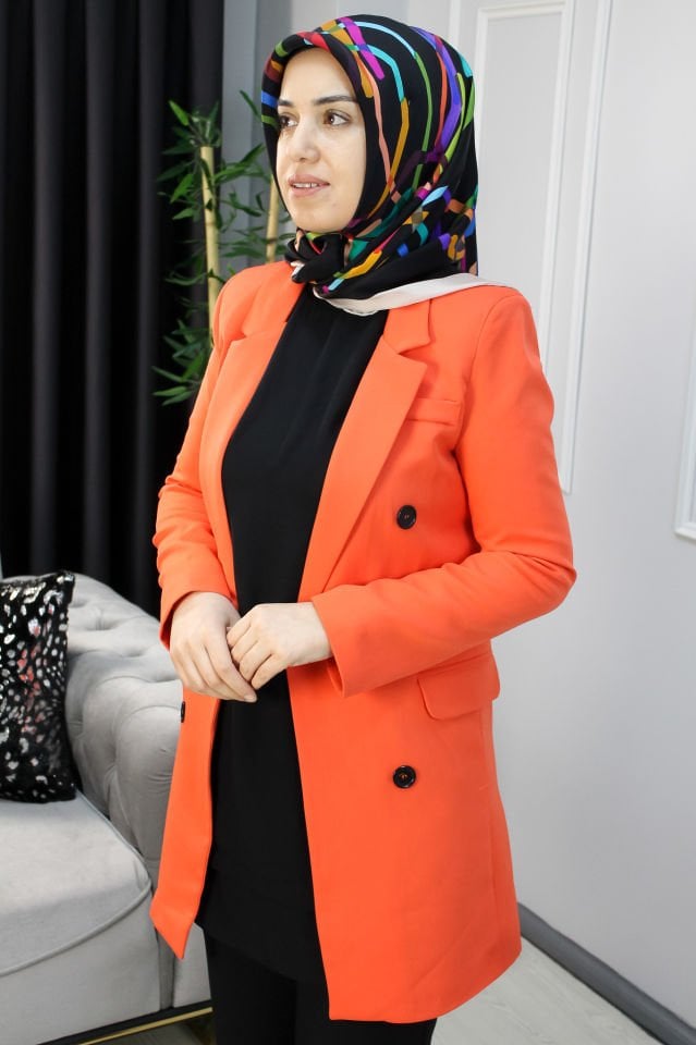 EYLÜL Renkli Ceket SAKS MAVİSİ - 44