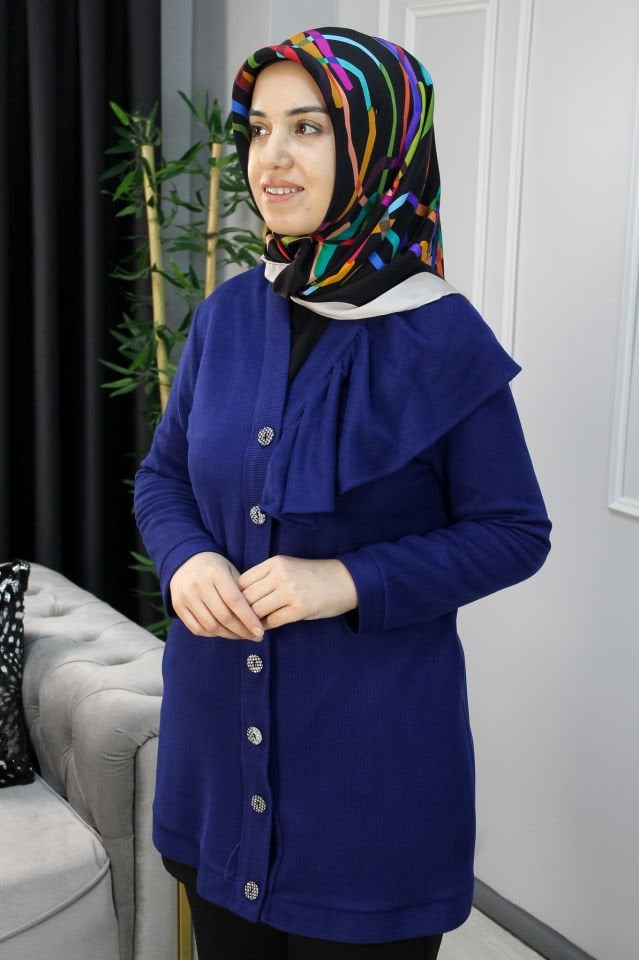 HAYA Omuz Fırfır Detaylı Hırka Siyah - 46