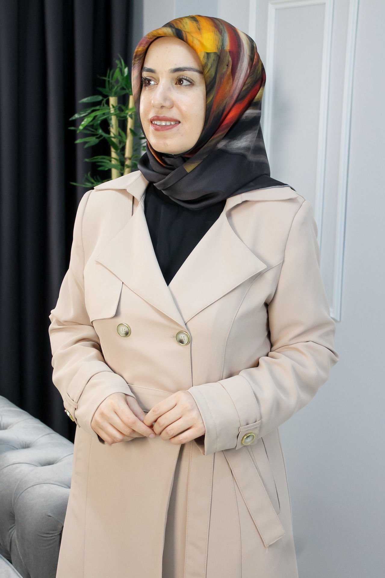 FREE MOOD Seyyar Kuşak Trenç Gri - 46