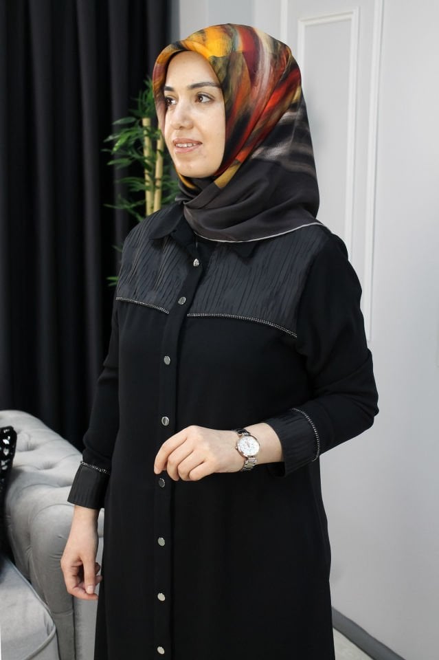 KADO Taş Şerit Detaylı Tunik SİYAH - 46