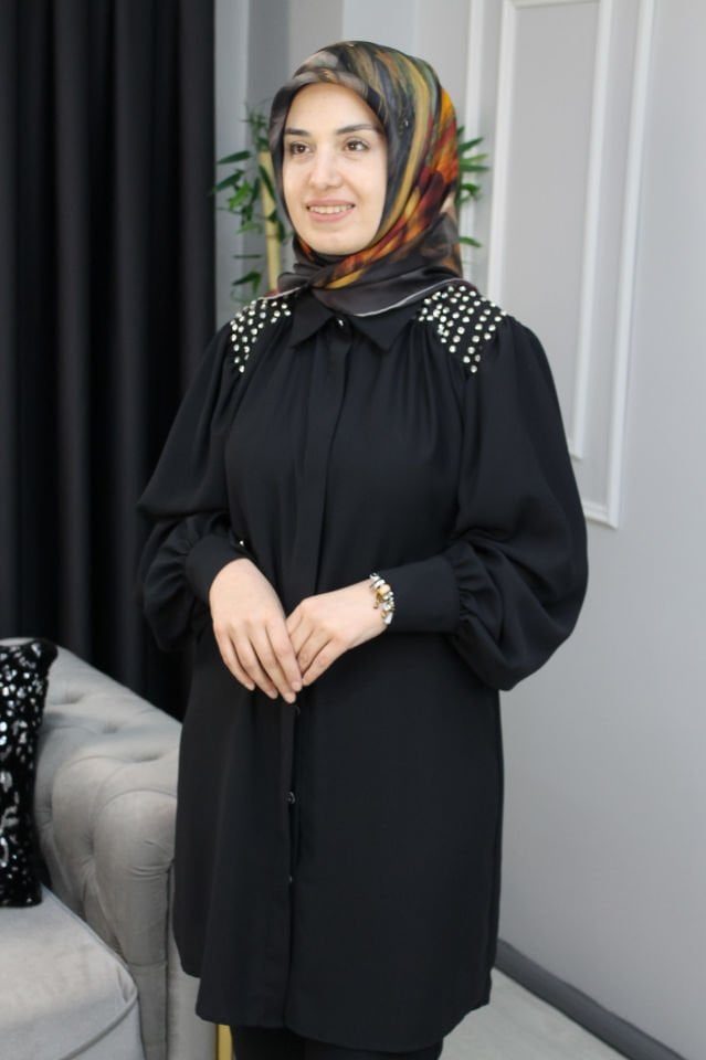 FREE MOOD Omuz Taş Detaylı İkili Takım SİYAH - 44
