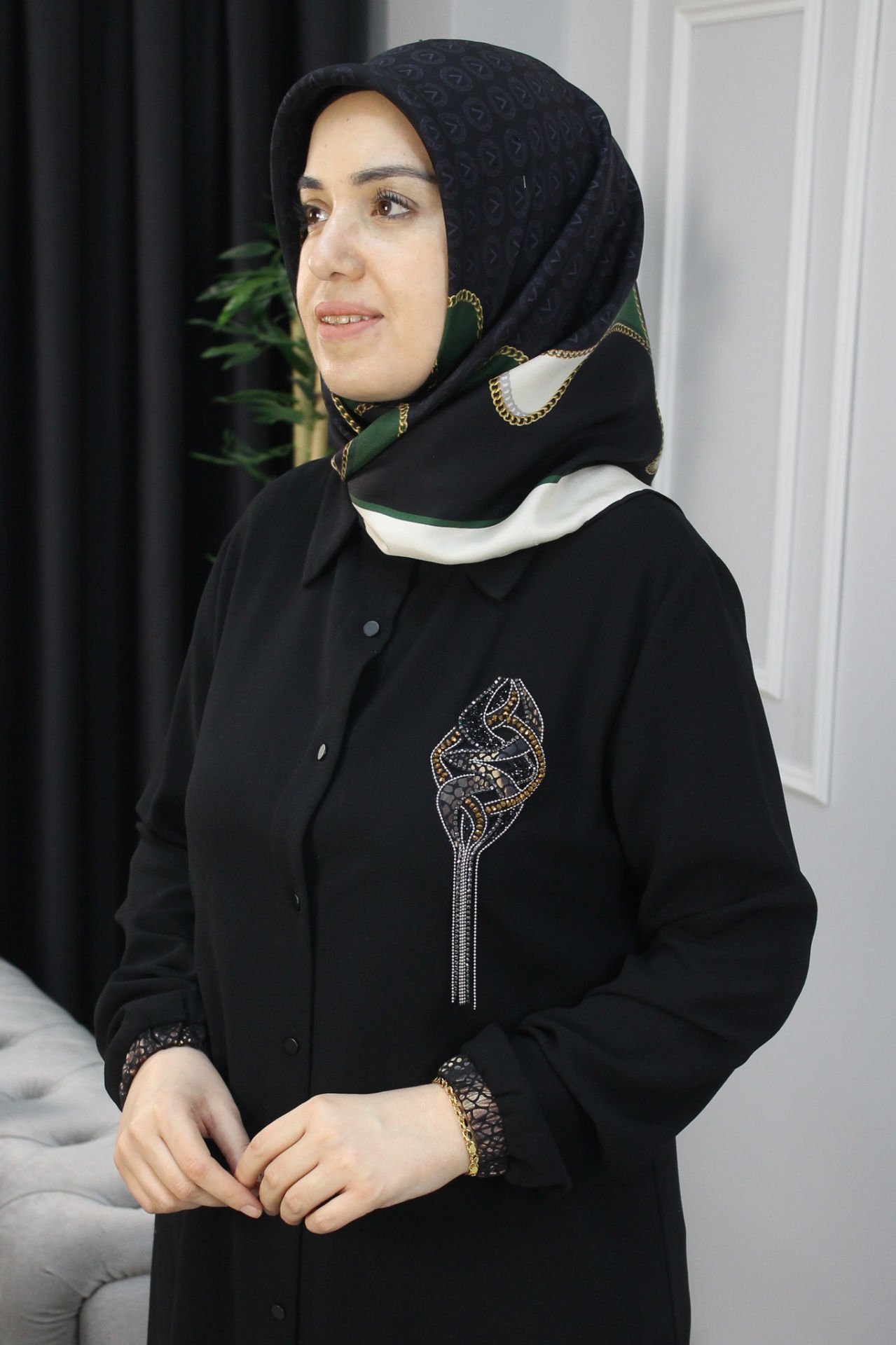 KADO Zincirli Tam Boy Tunik  SİYAH