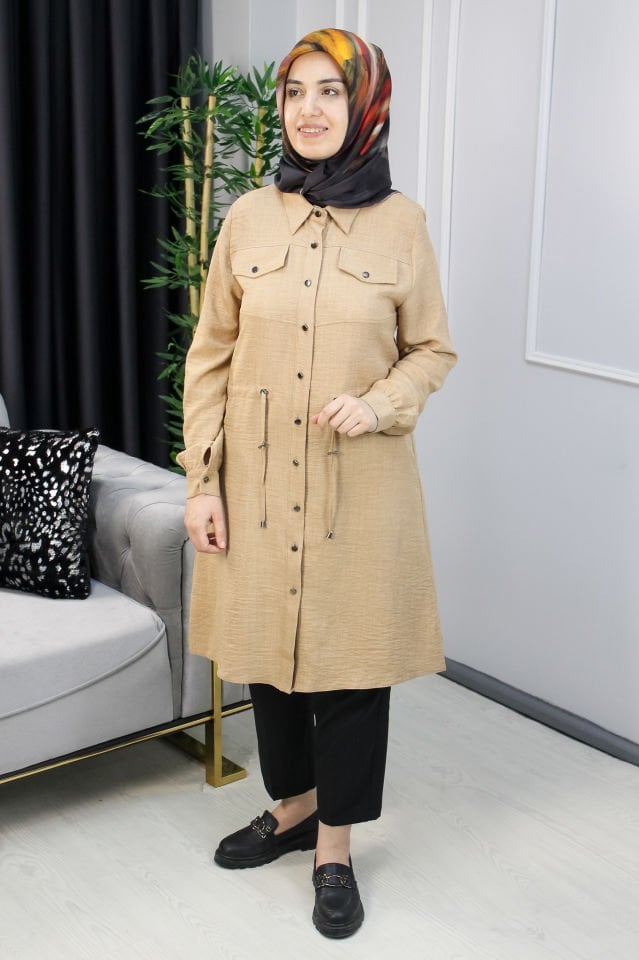 MUSAB Beli Büzgülü GiyÇık Kahve - 48
