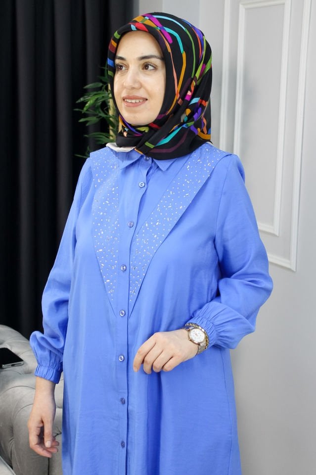NOCHE Taşlı Tunik MAVİ - 4 BEDEN