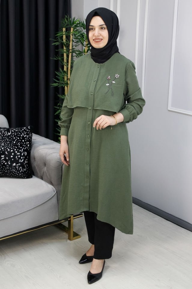 MUSAB Pelerin Yaka Tunik Krem - 44