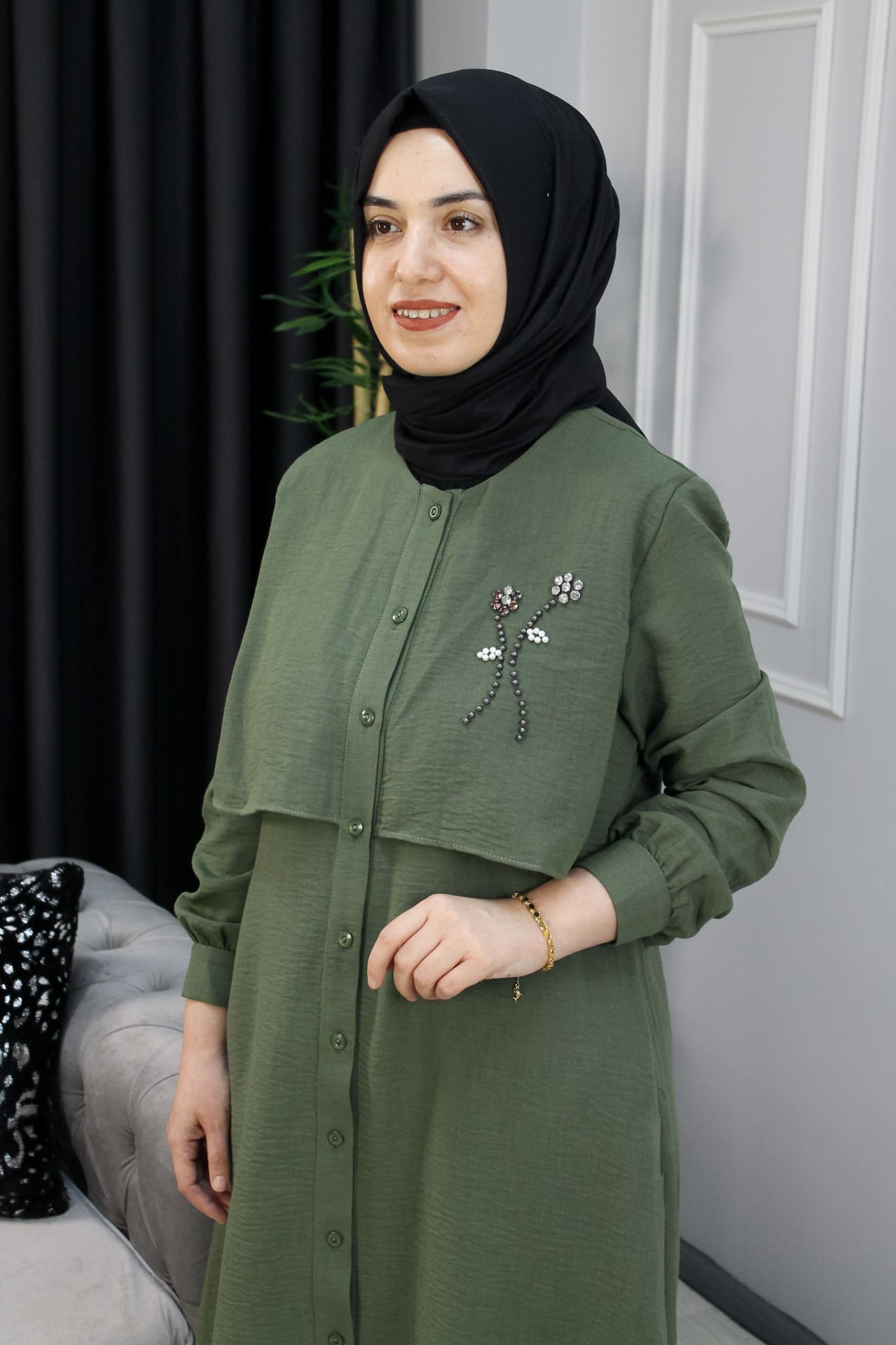 MUSAB Pelerin Yaka Tunik Krem - 44