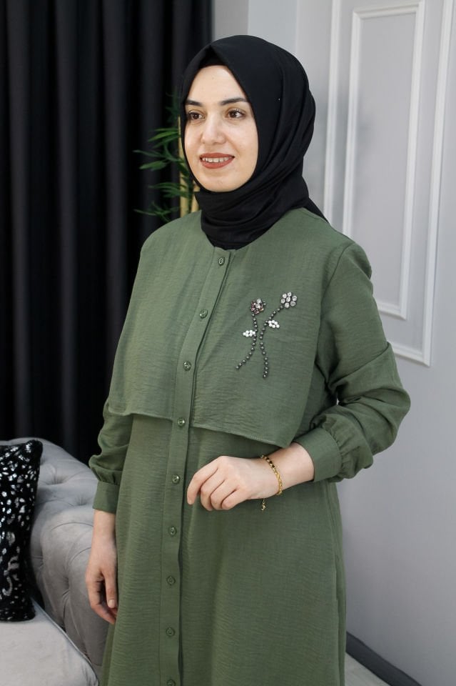 MUSAB Pelerin Yaka Tunik Krem - 44