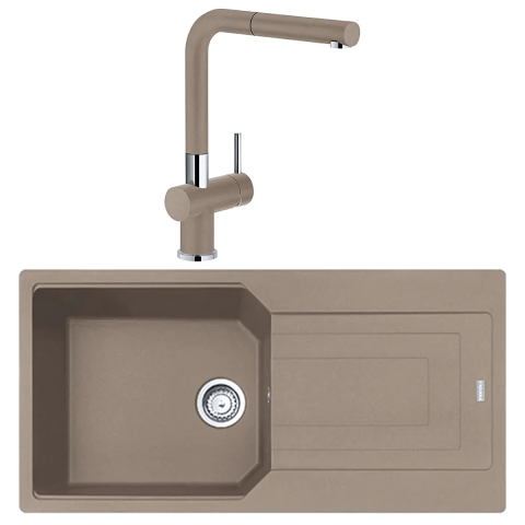 Franke Urban Ubg 611-100 Granit Eviye + Active Plus Doccia Armatür Set (Oyster)