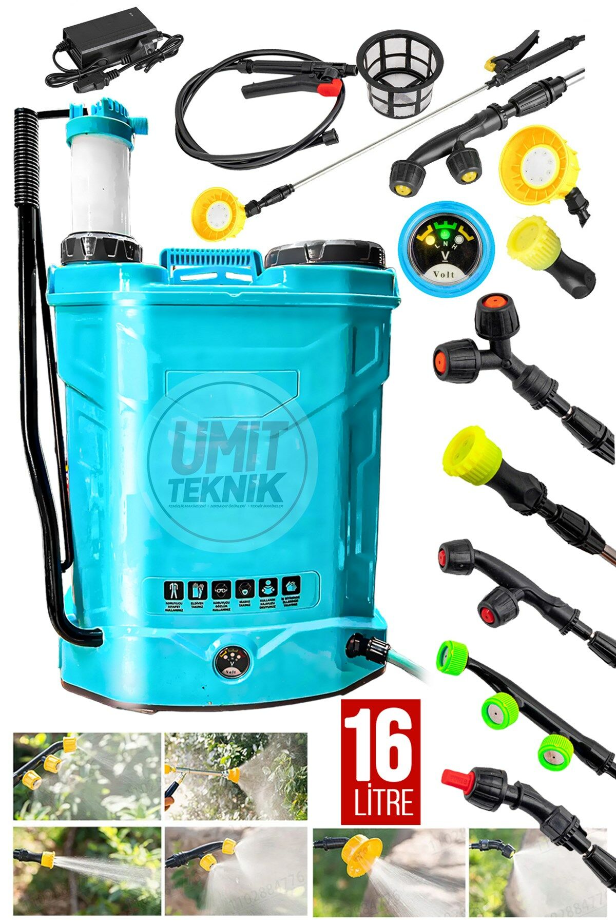 Akülü /  Manuel 2 Fonksiyonlu 8 Saat Çalışır  Sırt ilaçlama Dezenfektan Sulama Pompası Makinası 