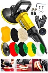 Premium 6 Kademeli Devirli  Sünger Setli Zımpara Pasta Cila  Büyük Polisaj Makinesi  Ful Set