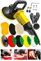 Premium 6 Kademeli Devirli  Sünger Setli Zımpara Pasta Cila  Büyük Polisaj Makinesi  Ful Set