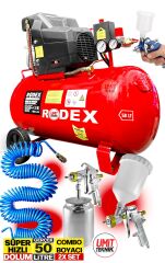 Bakır Sargı Motor Gerçek 50LT 2HP Süper Hızlı Dolum Roller Hava Kompresörü Havalı Boya Set